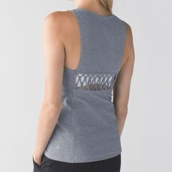 Lululemon Sweaty or Not Tank Womens 8? Gray Sleeveless Cut Out Top NO RIP TAG - Picture 1 of 9